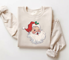 Vintage Santa Sweatshirt With Santa Cute Face