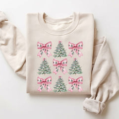 Christmas Pink Bows Tree Sweatshirt