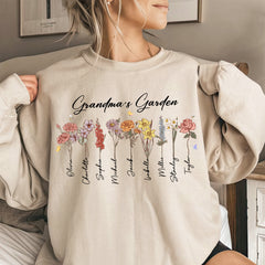 Custom Birthflower Grandma's Garden Sweatshirt