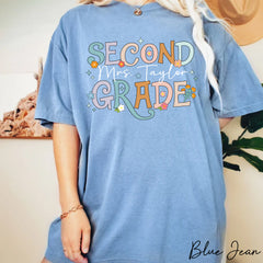 Retro Comfort Color Second Grade Teacher Shirt