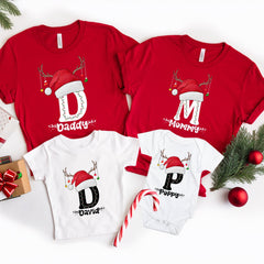 Custom Name Monogrammed Matching Christmas Shirts For Family