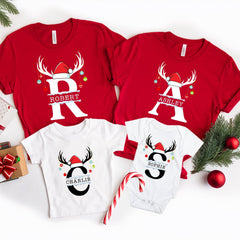 Personalized Family Name Christmas Matching Shirts, Monogrammed Shirts