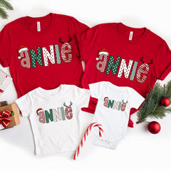 Personalized Family Christmas Shirts, Custom Name Christmas Shirts