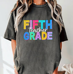 Retro Comfort Colors Personalized 5th Grade Teacher Shirt