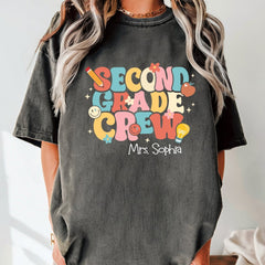 Retro Second Grade Crew Shirt: Comfort Colors for 2nd Grade Teachers