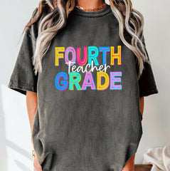 Retro Comfort Color Custom 4th Grade Teacher Shirt