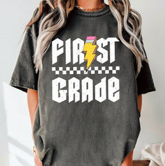 Retro Comfort Color First Grade Teacher Shirt