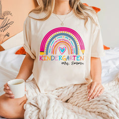 Kindergarten Teacher Shirt, Custom Rainbow Shirt