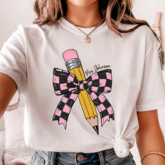 Coquette Pencil With Pink Bow Shirt For Teacher