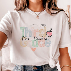 Personalized Third Grade Teacher Shirt With Custom Name