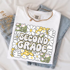 Floral 2nd Grade Teacher Shirt