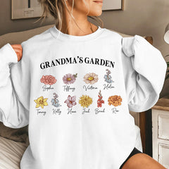 Grandma's Garden Sweatshirt With Custom Birthflower