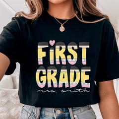 Custom Pencil First Grade Teacher Name Shirt