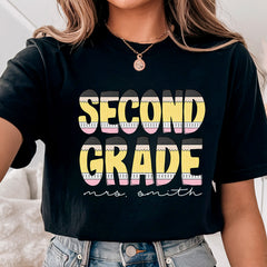 Second Grade Teacher Shirt With Custom Pencil