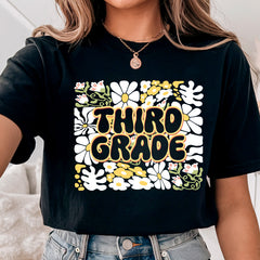 Custom Third Grade Teacher Shirt With Floral