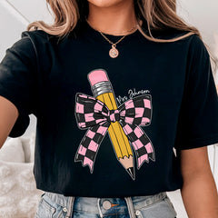 Coquette Pencil With Pink Bow Shirt For Teacher