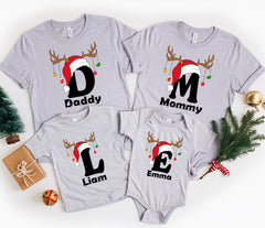 Monogrammed Custom Name Family Christmas Tshirts