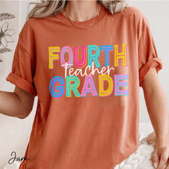 Retro Comfort Color Custom 4th Grade Teacher Shirt