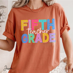 Retro Comfort Colors Personalized 5th Grade Teacher Shirt