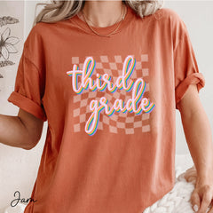 Third Grade Retro Rainbow Teacher Shirt