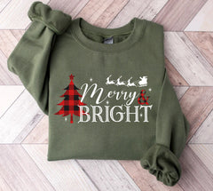 Merry And Bright Sweatshirt | Santa Christmas Sweatshirt