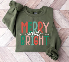 Merry And Bright Sweatshirt | Holiday Sweatshirt