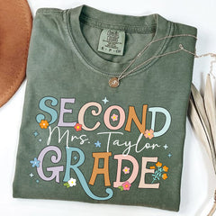 Retro Comfort Color Second Grade Teacher Shirt