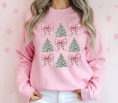 Christmas Pink Bows Tree Sweatshirt