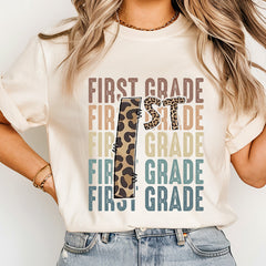 First Grade Leopard Print Teacher Shirt