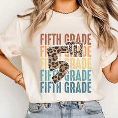 5th Grade Teacher Comfort Colors Shirt, Fifth Grade Leopard Print Shirt