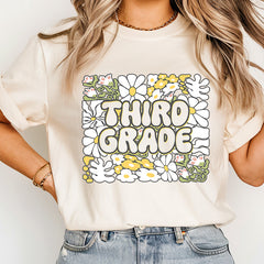 Custom Third Grade Teacher Shirt With Floral