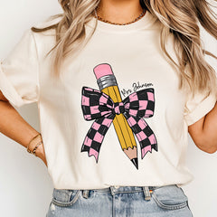 Coquette Pencil With Pink Bow Shirt For Teacher