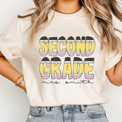 Second Grade Teacher Shirt With Custom Pencil