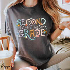 Retro Comfort Color Second Grade Teacher Shirt