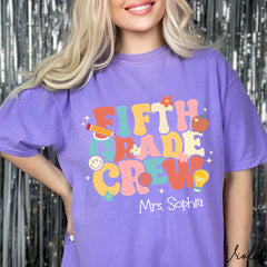 Retro 5th Grade Teacher Shirt, Comfort Colors Tee for 5th Grade