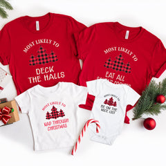 Most Likely To Christmas Shirt, Custom Name Matching Family Shirts