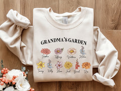 Grandma's Garden Sweatshirt With Custom Birthflower