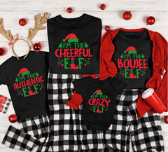 Elf Family Christmas Shirt, I'm The Cheerful Elf Black Shirt