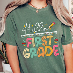 Hello First Grade Teacher Comfort Colors Shirt