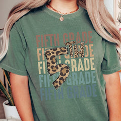 5th Grade Teacher Comfort Colors Shirt, Fifth Grade Leopard Print Shirt