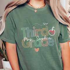 Personalized Third Grade Teacher Shirt With Custom Name