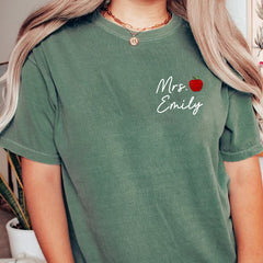 Personalized Apple Teacher Shirt With Custom Name