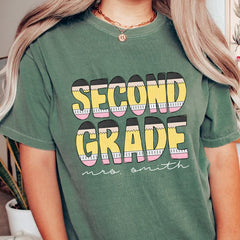 Second Grade Teacher Shirt With Custom Pencil