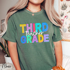 Custom Retro Comfort Colors Third Grade Teacher Shirt