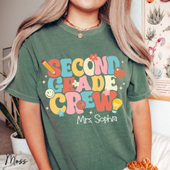 Retro Second Grade Crew Shirt: Comfort Colors for 2nd Grade Teachers