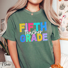 Retro Comfort Colors Personalized 5th Grade Teacher Shirt