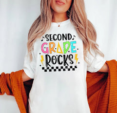 Rock your classroom with our Retro Second Grade Rocks Teacher Shirt