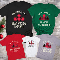 Most Likely To Christmas Shirt, Custom Name Matching Family Shirts