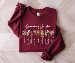 Custom Birthflower Grandma's Garden Sweatshirt