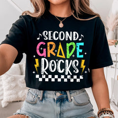 Rock your classroom with our Retro Second Grade Rocks Teacher Shirt